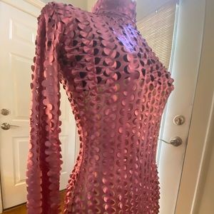 Metallic Pink Scalloped Bodysuit